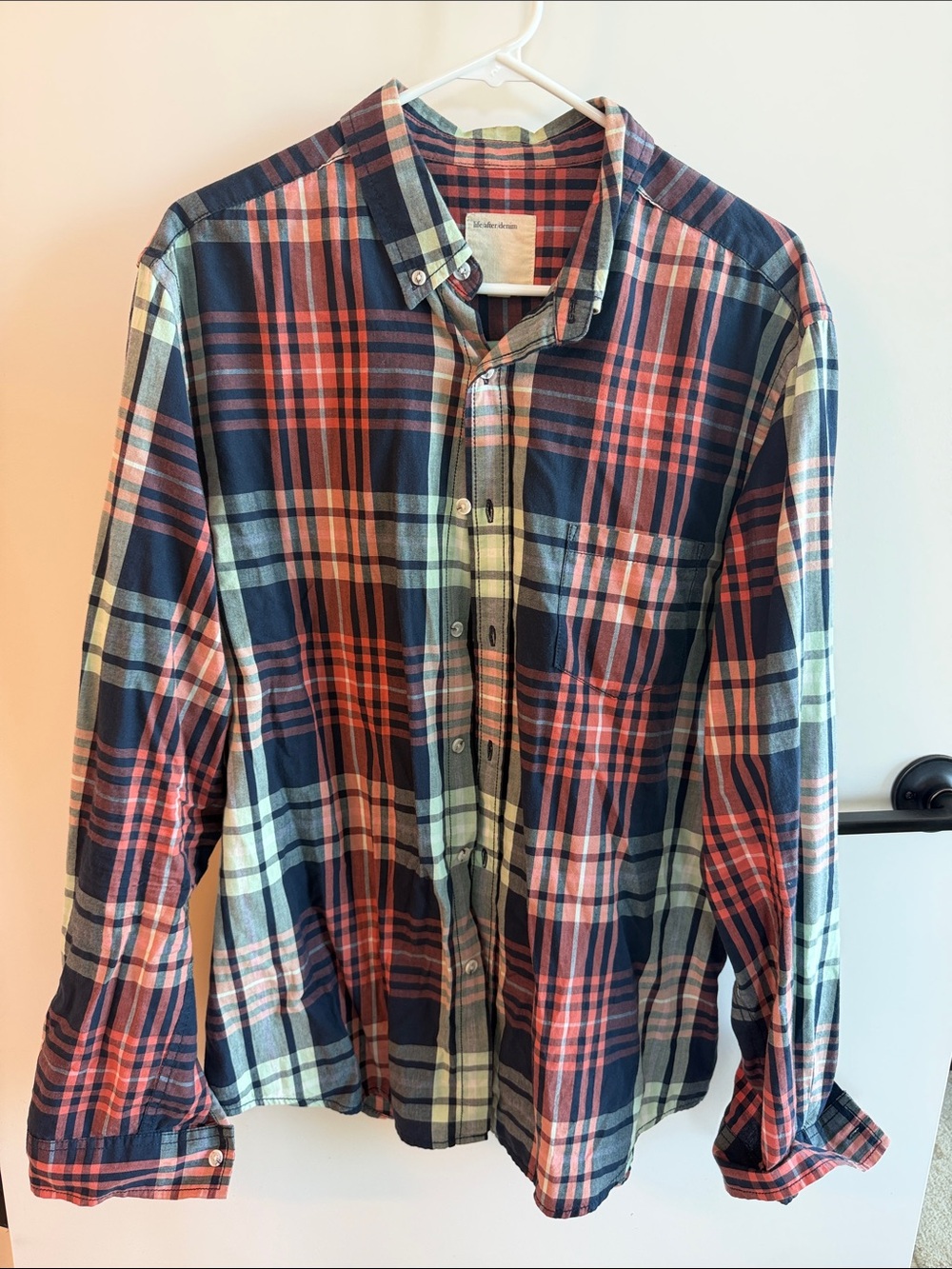 Life After Denim Navy, Red & Cream Plaid Button-Down Shirt